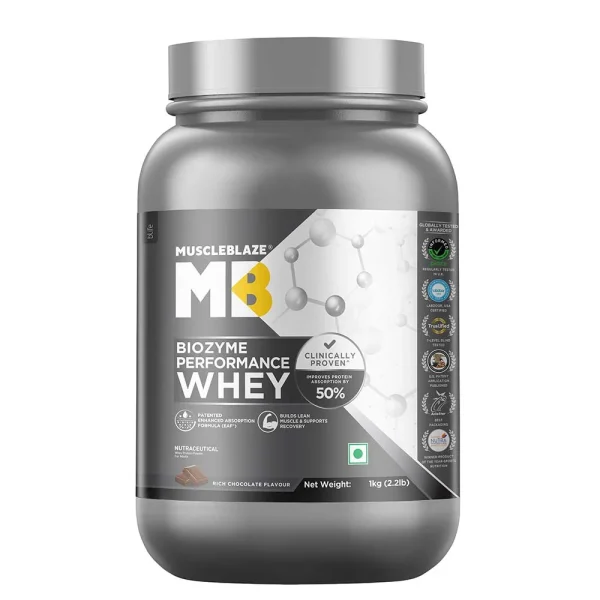MuscleBlaze Biozyme Performance Whey, 1 kg Box pack (2.2 lb) ( Free Delivery )