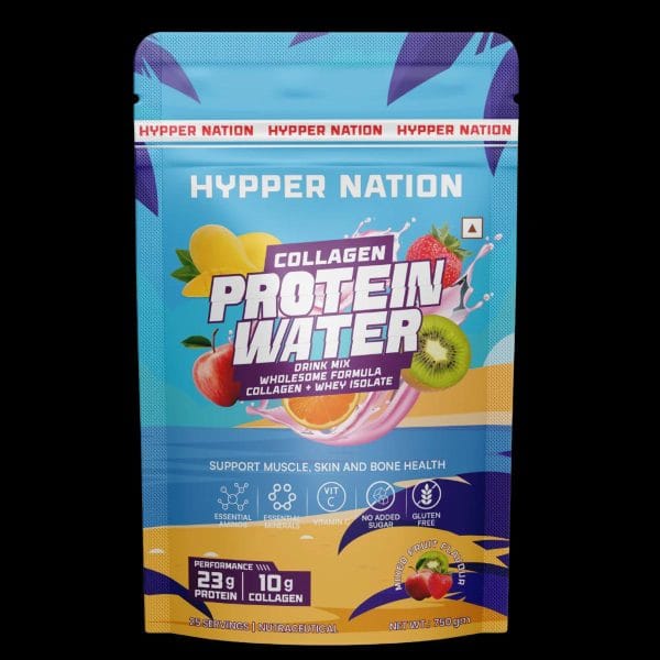 Hypper Nation Protein Water + Collagen | Isolate Whey Protein | Hydrolysed Collagen | Supports Bone Health Skin Hair | 30 Servings | 750 gms ( Free Delivery )